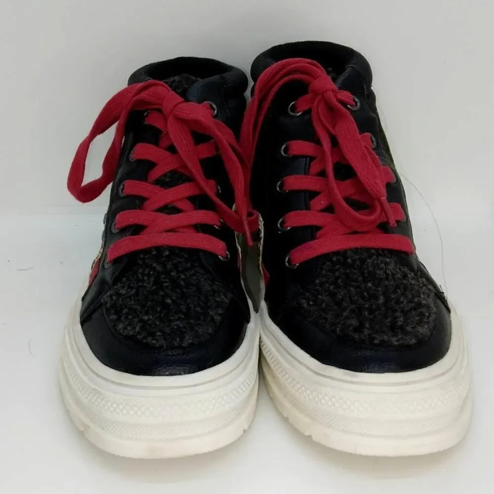 Jessica Simpson Womens Designer Pre-owned Red/Blk Snakeskin HiTop Sneakers-sz. 7